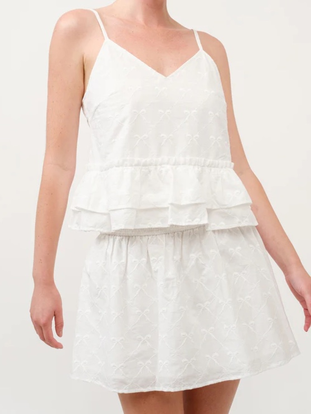 Aiblee White Embroidered Bow 2 Piece Set 🤍